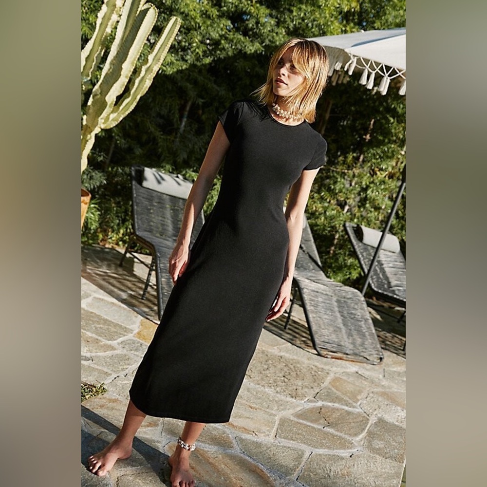 Free People Essential Slim Midi Dress (Black)